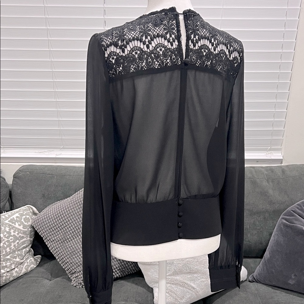 Double Zero Elegant Black Wrap Blouse - image 4